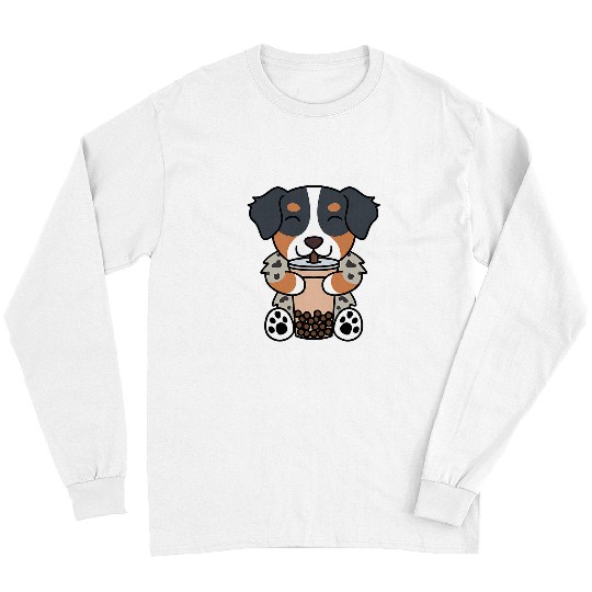Australian Shepherd Pet Boba Bubble Milk Tea Australian Shepherd Long Sleeves