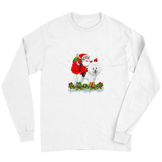 Bichon Pet Frise Santa Claus Riding Bichon Frise Dog Christmas Long Sleeves
