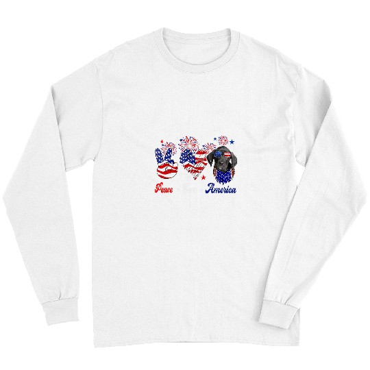 Great Dane Pet Peace Love America Cute Great Dane Sunglasses American Flag Long Sleeves