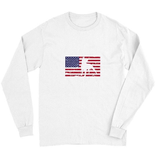 Boston Terrier Pet Distressed Patriotic All American USA Flag 3 Long Sleeves