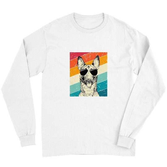 Belgian Malinois Pet Retro Vintage Belgian Malinois with Sunglasses Dog Lovers 2 Long Sleeves