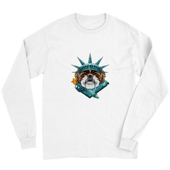 Shih Tzu Pet Statue Of Liberty Shih Tzu 4th Of July Dog USA America Long Sleeves