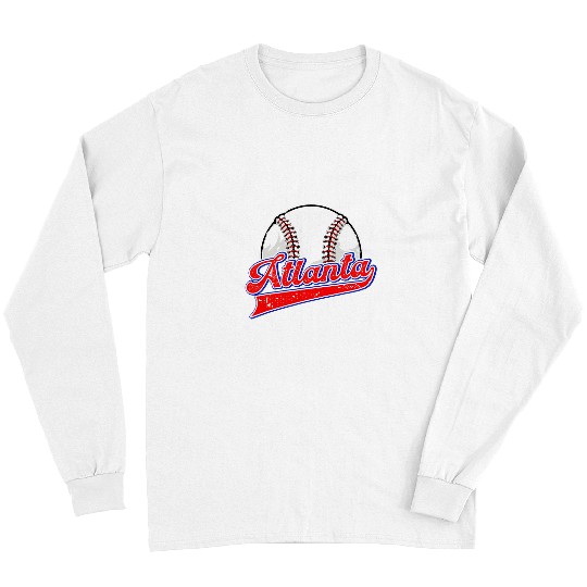 Sport Baseball Vintage Atlanta Cityscape Baseball Lover Player and Fans 3 Long Sleeves