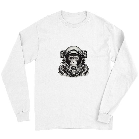 Cosmic vintages Space Travel Astronaut Monkey Retro Helmet 6 Long Sleeves