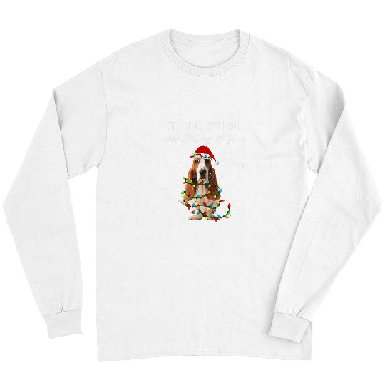 Basset Hound Pet Im Fine Everything Is Fine Basset Hound Christmas Lights Long Sleeves