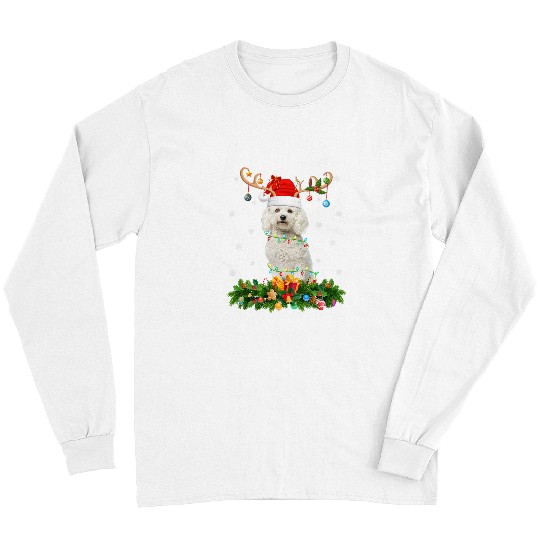 Bichon Pet Frise xmass Holiday Reindeer Hat Santa Bichon Frise Dog Christmas Long Sleeves