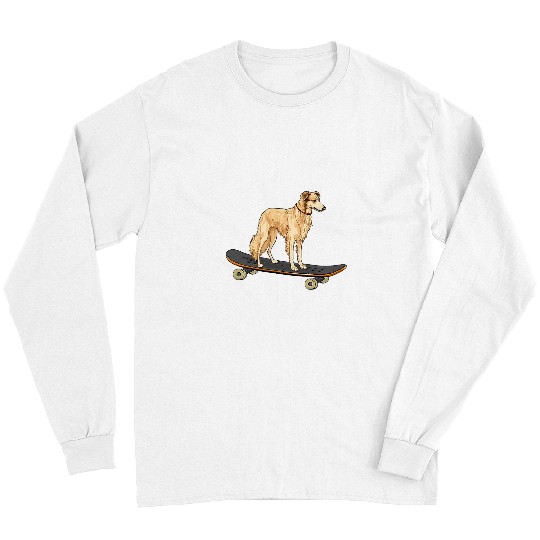 Borzoi Pet Funny Borzoi Skateboard Dog Skating Pet Skate Long Sleeves