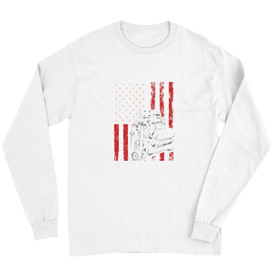 Discover vintages Muscle Car Piston USA Flag for Patriotic Mechanic Long Sleeves