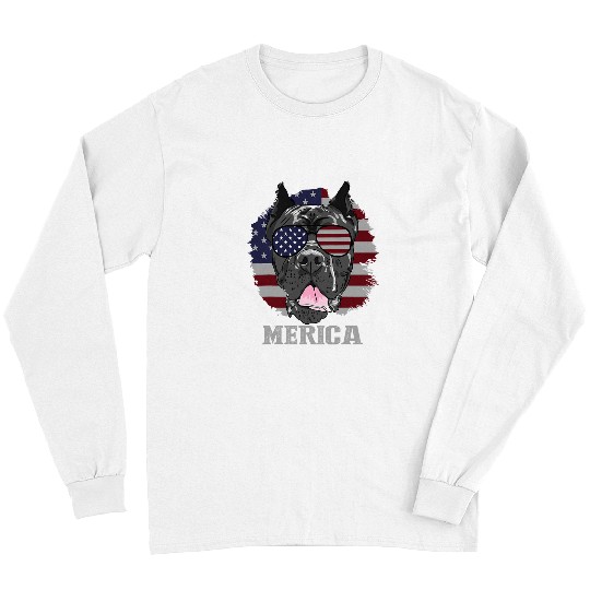 Cane Corso Pet Proud Cane Corso Dog Merica Patriotic 4th of July USA Flag Long Sleeves