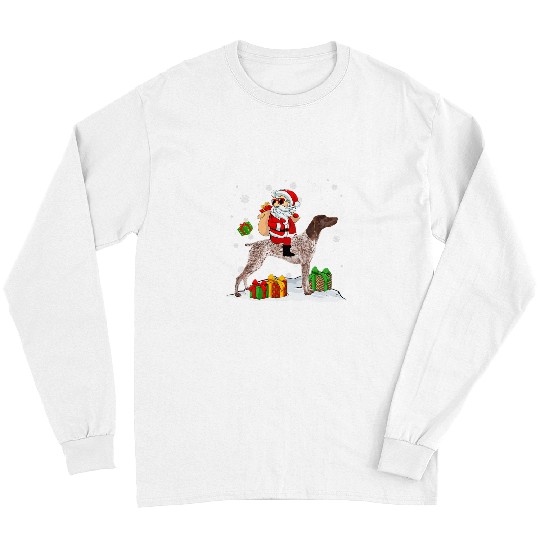 German Shorthaired Pet Christmas Santa Claus Riding Shorthaired Pointer Classic Long Sleeves