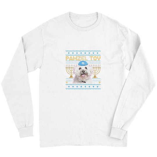 Maltese Pet Pawzel Tov Jewish Maltese Dog Funny Hanukkah Long Sleeves