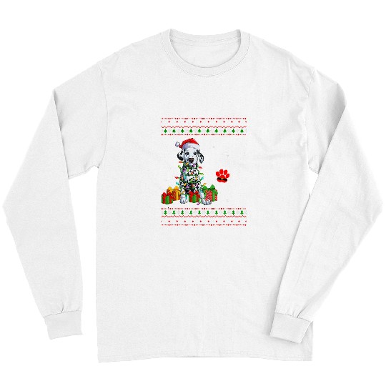 Dalmatian Pet Santa Paws Christmas Dalmatian xmass buffalo plaids Red 41 Long Sleeves