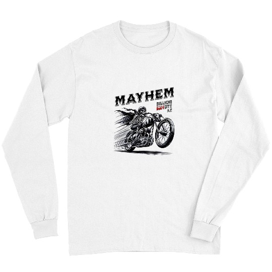 Mayhem Skeletons Rider Bullhead City Motorcycle Bike Week Long Sleeves