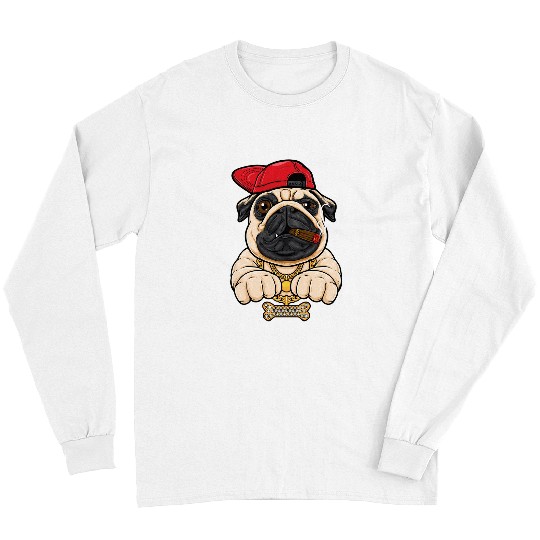 Pug Pet Boss Lovely Beautiful Cute Pug Wearing hat and gold Long Sleeves