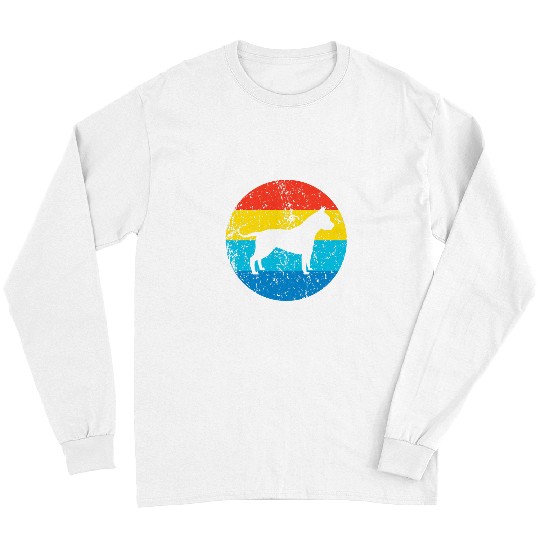 Amstaff Dog Breed Silhouette Retro 1970s Circle Long Sleeves