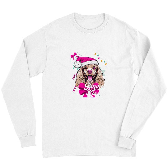 Cocker Spaniel Pet Christmas Cocker Spaniel Dog Kisses Mistletoe Puppy Pet Long Sleeves