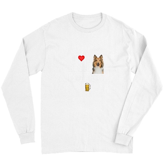 Shetland Pet I Love Beer and My Sheltie Parent Shetland Sheepdog Drinking 3 Long Sleeves