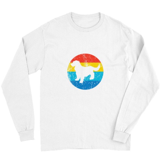 Cocker Spaniel Pet Breed Silhouette Retro 1970s Circle 1 Long Sleeves