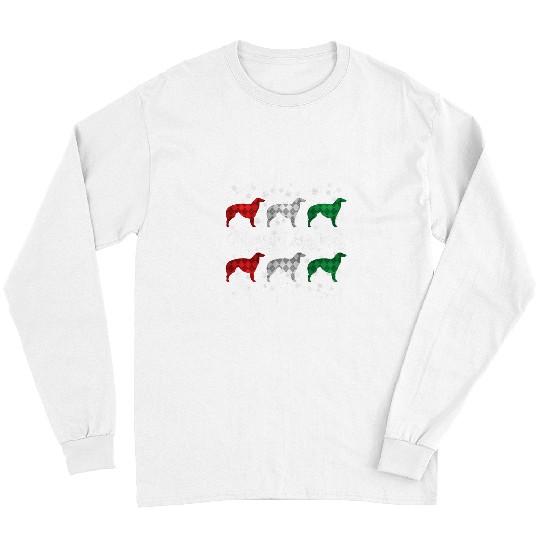 Borzoi Pet Merry Christmas Argyle Long Sleeves