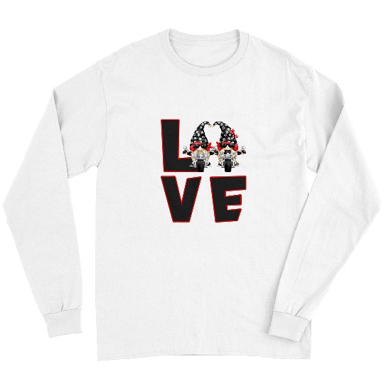 Gnomies Love Riding Motorcycle Skull Chopper Biker Gnomes Long Sleeves