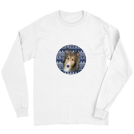 Beautiful Sable Shetland Sheepdog With Argyle Background Long Sleeves