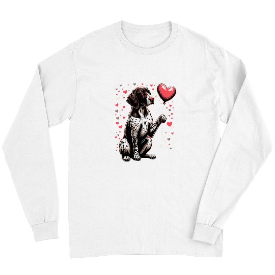 German Shorthaired Pet Dog Valentines Day GSP Owner Long Sleeves
