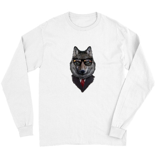 Coyote Mammal Grey wolfs in Sunglass and Suit Long Sleeves