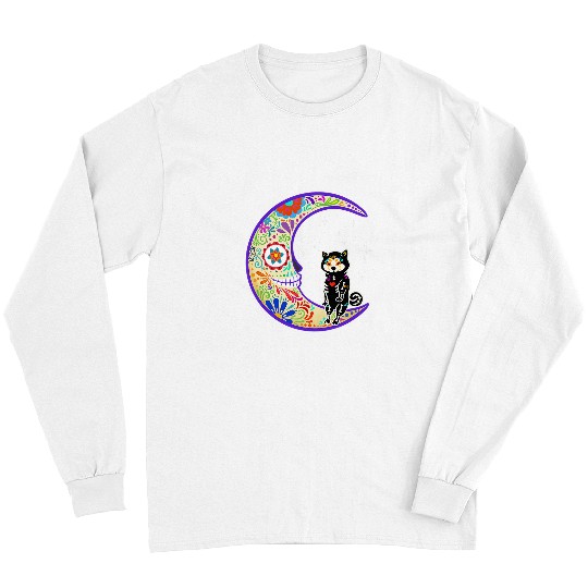 Akita Pet Skeletons Skulls Akita Dia de Los Muertos Skeletons Sugar Skull Dog Long Sleeves