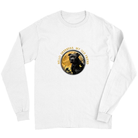 Pitbull And Halloween Moon Hello Darkness My Old Friend Long Sleeves