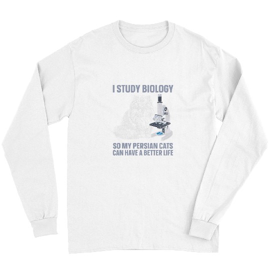 Biologist Persian Student Teacher Scientist Biology Cat Long Sleeves