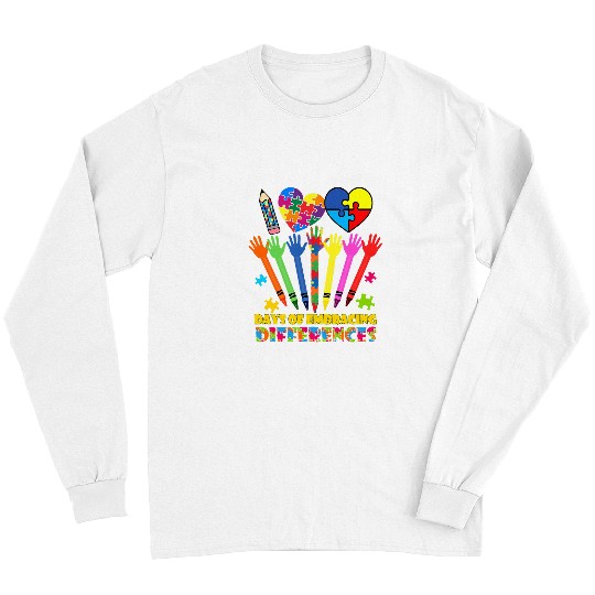 Autism Puzzle 100 Days Of Embracing Differences Sped Teacher Autism Kids 2 Neurodiverse 9 Long Sleeves