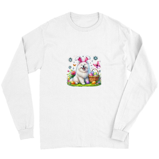 Samoyed dog Easter egg basket tee adorable combo Long Sleeves