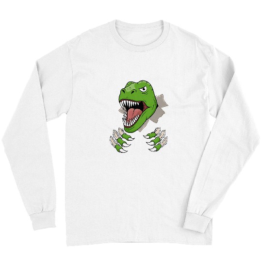 Dinosaur Pet Roaring TRex Head Ripped Angry Dinosaur Claws Men Women Long Sleeves