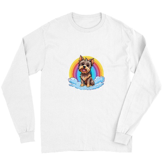 Cute Yorkie Rainbow Cloud Yorkshire Terrier Dog Lover Long Sleeves