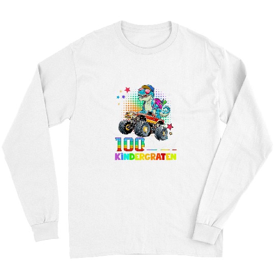Dinosaur Pet 100 Days Of Kindergarten School Boys Dinosaur Monster Trucks Long Sleeves