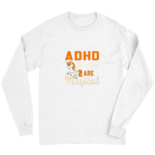 ADHD Ribbon Cute ADHD Warriors Are Magical Unicorn With Long Sleeves