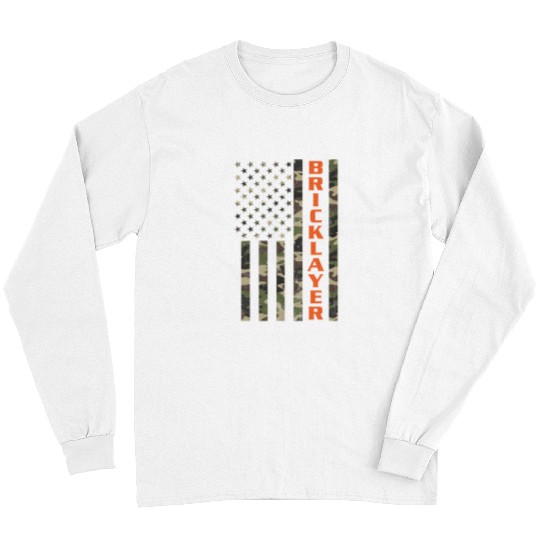 Bricklayer Camo American Flag Patriotic Brick Mason Long Sleeves