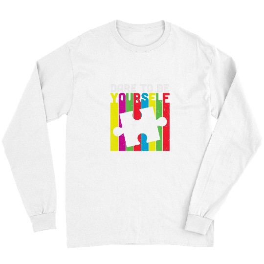 Autism Puzzle Dare To Be Yourself Puzzle Piece Sunset Long Sleeves