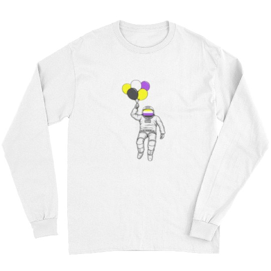 Non Binary Astronaut Balloon Non Binary Flag Nonbinary Pride Long Sleeves
