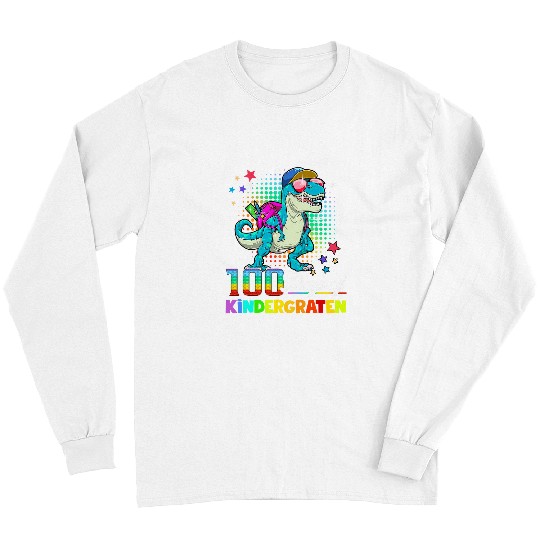 Dinosaur Pet 100 Days Of Kindergarten School Dinosaur Boys Kids Teacher Long Sleeves
