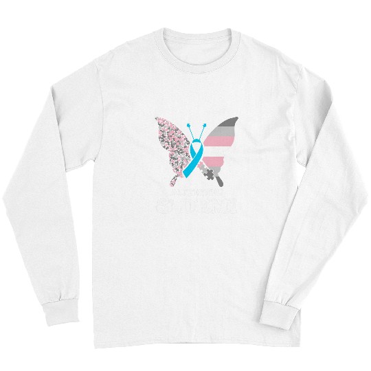 Autism Puzzle 2Demi girl Autism Awareness LGBT Pride Butterfly Long Sleeves