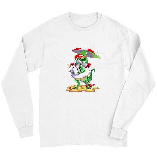 Unicorn Pet Christmas In July Dinosaur Unicorn Float Beach Summer Vacay Long Sleeves