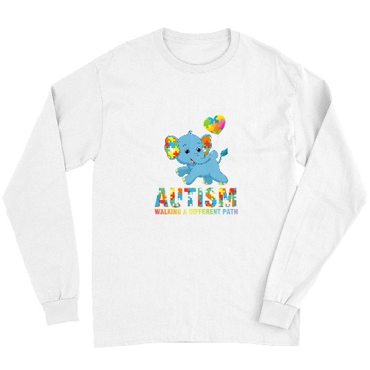 Elephant Mammal Autistic Design Autistic Elephant Balloon Autism Walking A Different Path Long Sleeves