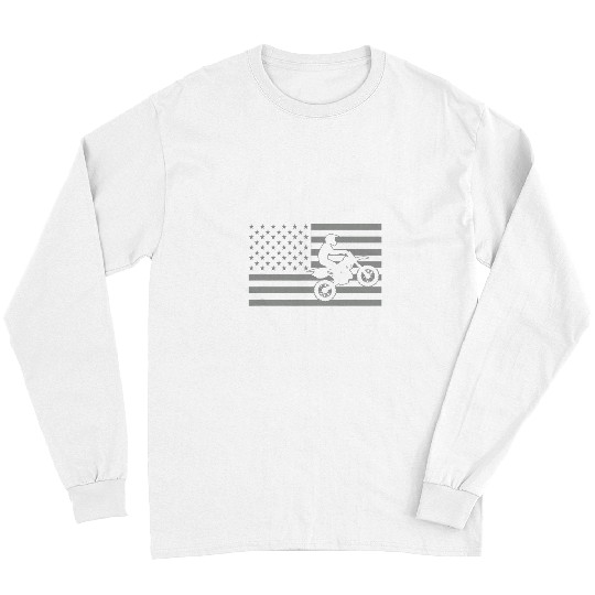 Grey American Flag Biker Dirt Bike Motocross Long Sleeves