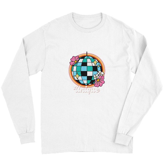Womens uniques Womens Creative Expression Graphic Retro Disco Ball Long Sleeves