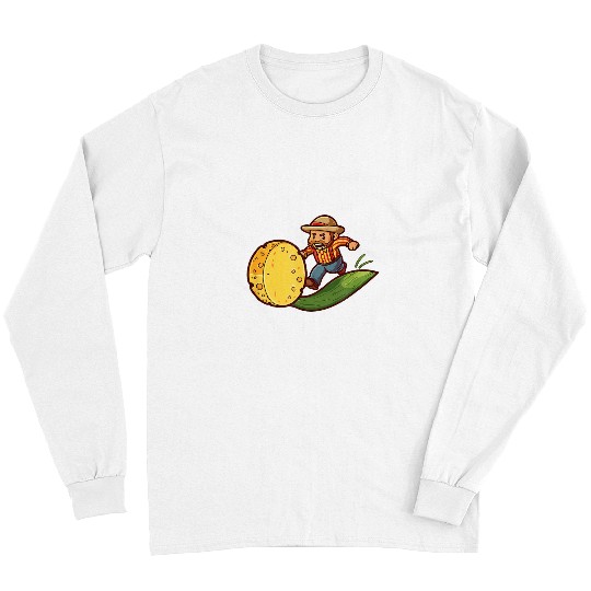 Farmer Chasing Cheese Design Dairy Farmer Long Sleeves