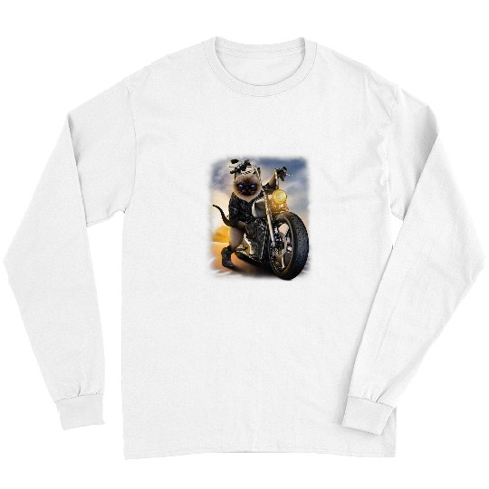Biker Cat Riding Chopper Motorcycle 21 Long Sleeves