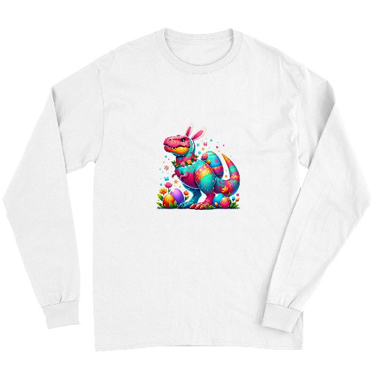 Dinosaur Pet Bunny Dinosaur Tyrannosaurus Trex Happy Easter Egg Hunt Long Sleeves
