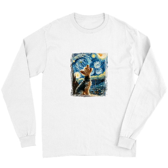 Yorkie Dog Artistic Van Gogh Starry Night Yorkshire Terrier Long Sleeves