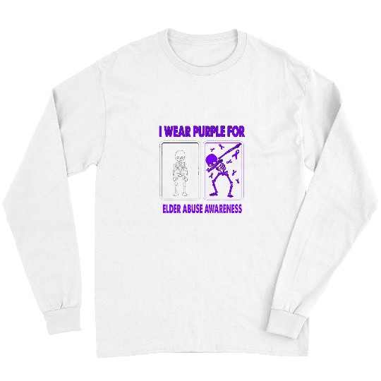 Dinosaur Pet I Wear Purple For ELDER ABUSE Awareness Long Sleeves
